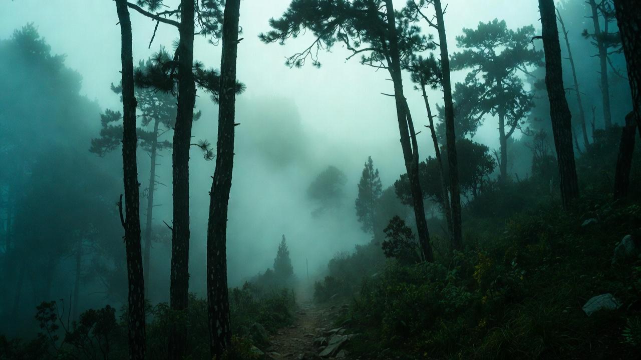 Mountain range with clouds rolling over the peaks