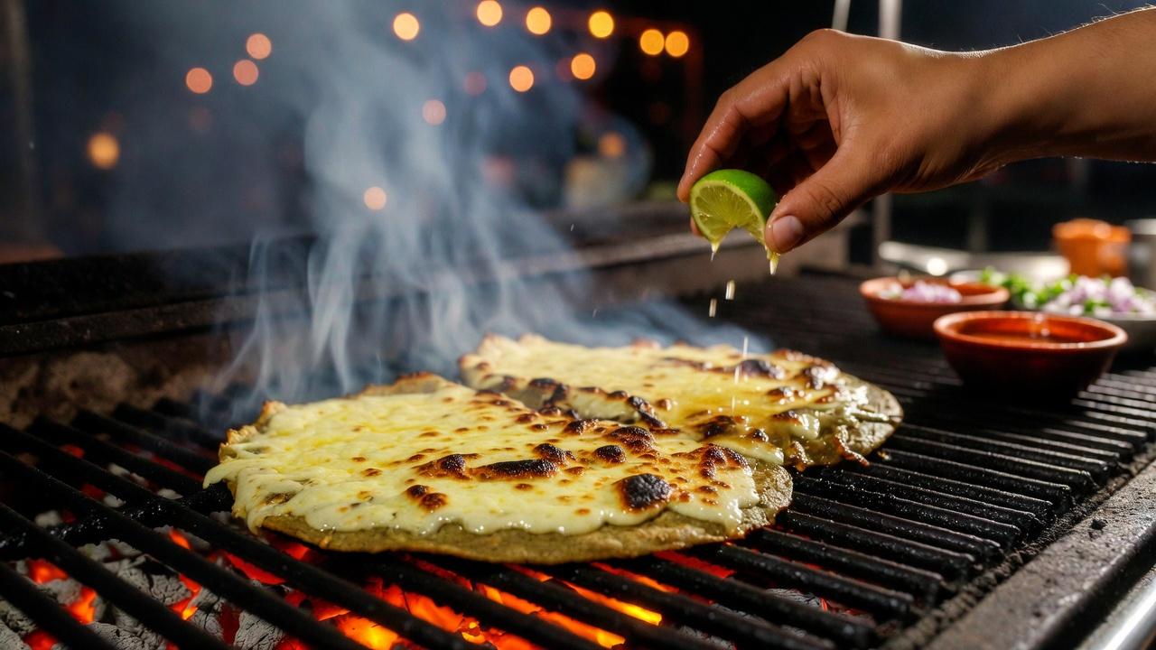 Mexican street tacos with fresh ingredients on a wooden board